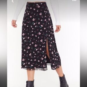 Nasty Gal Chiffon Floral Midi Skirt